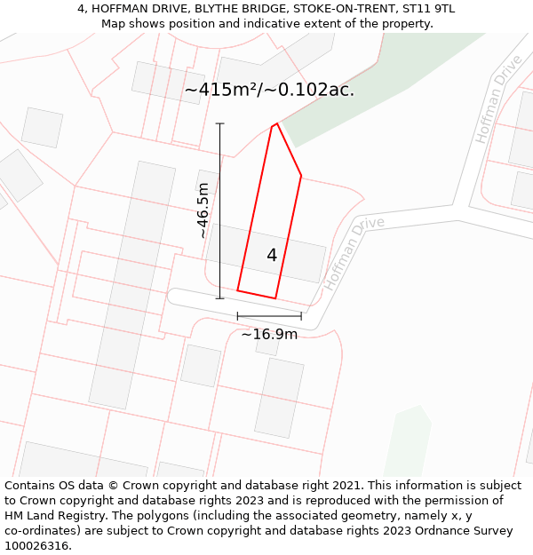 4, HOFFMAN DRIVE, BLYTHE BRIDGE, STOKE-ON-TRENT, ST11 9TL: Plot and title map