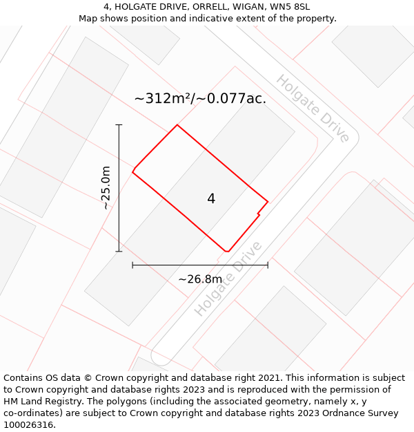 4, HOLGATE DRIVE, ORRELL, WIGAN, WN5 8SL: Plot and title map