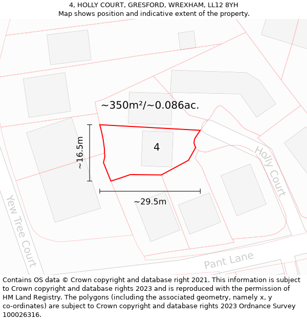 4, HOLLY COURT, GRESFORD, WREXHAM, LL12 8YH: Plot and title map