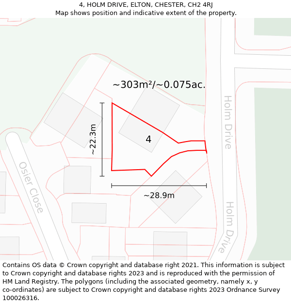 4, HOLM DRIVE, ELTON, CHESTER, CH2 4RJ: Plot and title map