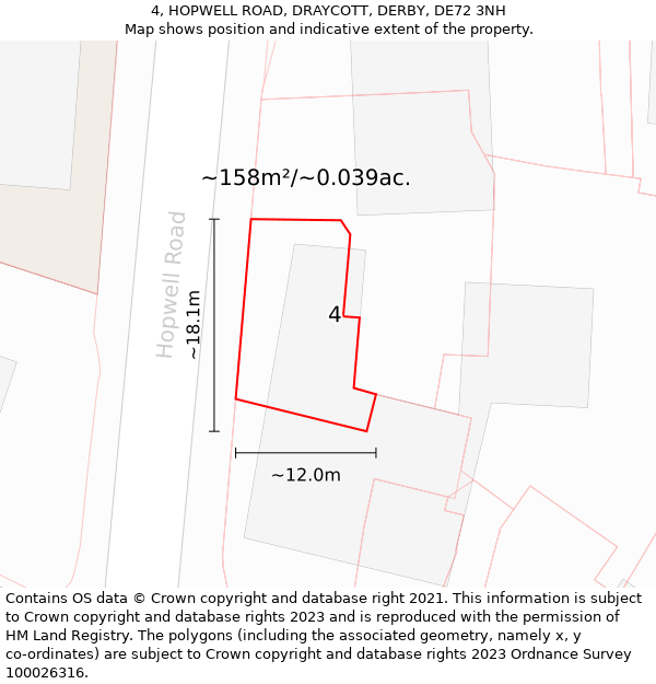 4, HOPWELL ROAD, DRAYCOTT, DERBY, DE72 3NH: Plot and title map