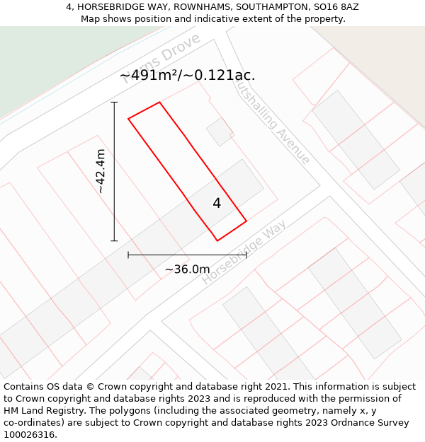 4, HORSEBRIDGE WAY, ROWNHAMS, SOUTHAMPTON, SO16 8AZ: Plot and title map