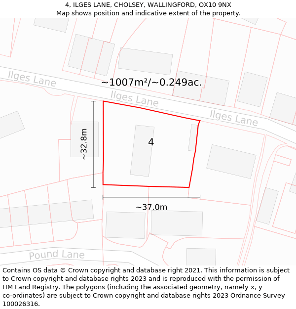 4, ILGES LANE, CHOLSEY, WALLINGFORD, OX10 9NX: Plot and title map