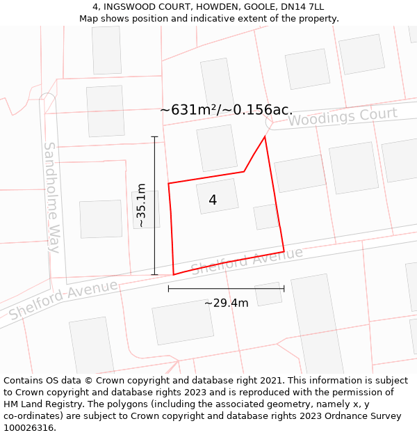 4, INGSWOOD COURT, HOWDEN, GOOLE, DN14 7LL: Plot and title map