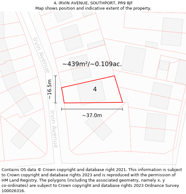 4, IRVIN AVENUE, SOUTHPORT, PR9 8JF: Plot and title map