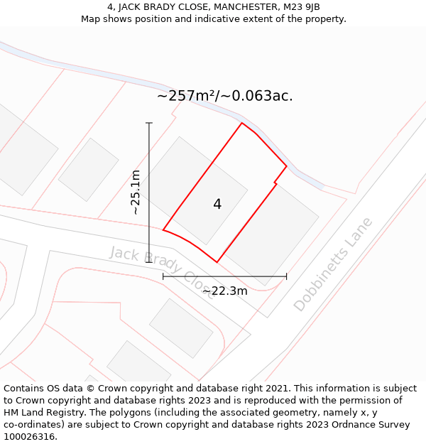 4, JACK BRADY CLOSE, MANCHESTER, M23 9JB: Plot and title map