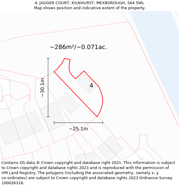 4, JAGGER COURT, KILNHURST, MEXBOROUGH, S64 5WL: Plot and title map