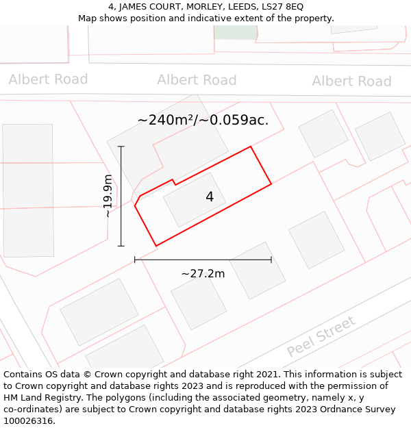 4, JAMES COURT, MORLEY, LEEDS, LS27 8EQ: Plot and title map