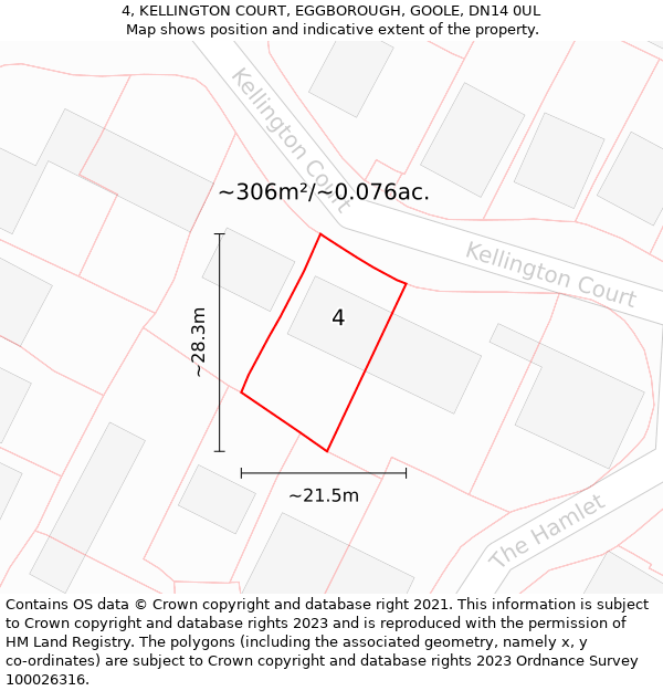 4, KELLINGTON COURT, EGGBOROUGH, GOOLE, DN14 0UL: Plot and title map