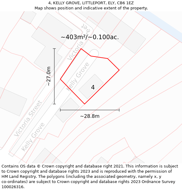 4, KELLY GROVE, LITTLEPORT, ELY, CB6 1EZ: Plot and title map