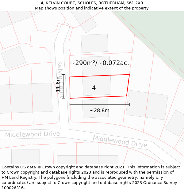 4, KELVIN COURT, SCHOLES, ROTHERHAM, S61 2XR: Plot and title map