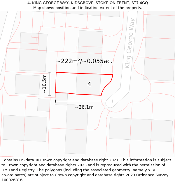 4, KING GEORGE WAY, KIDSGROVE, STOKE-ON-TRENT, ST7 4GQ: Plot and title map