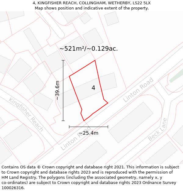 4, KINGFISHER REACH, COLLINGHAM, WETHERBY, LS22 5LX: Plot and title map