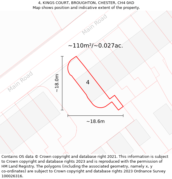 4, KINGS COURT, BROUGHTON, CHESTER, CH4 0AD: Plot and title map