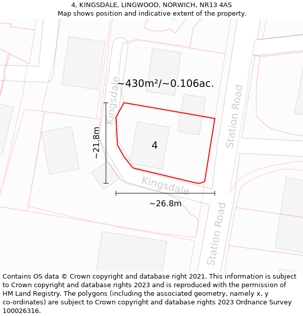 4, KINGSDALE, LINGWOOD, NORWICH, NR13 4AS: Plot and title map