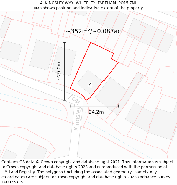 4, KINGSLEY WAY, WHITELEY, FAREHAM, PO15 7NL: Plot and title map