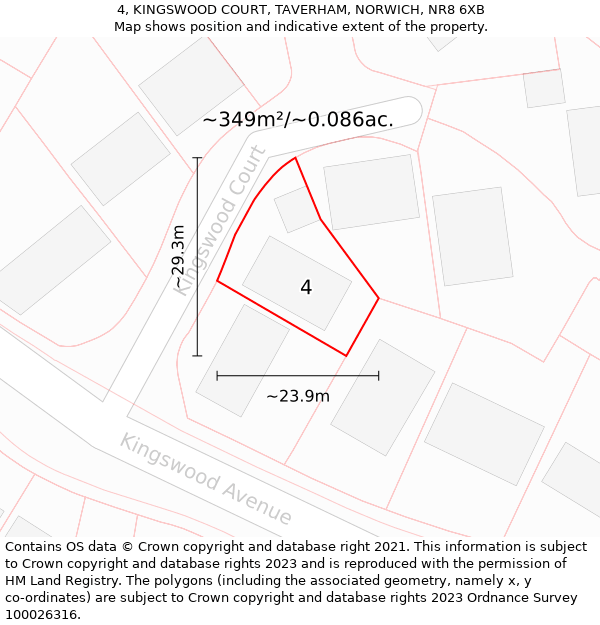 4, KINGSWOOD COURT, TAVERHAM, NORWICH, NR8 6XB: Plot and title map