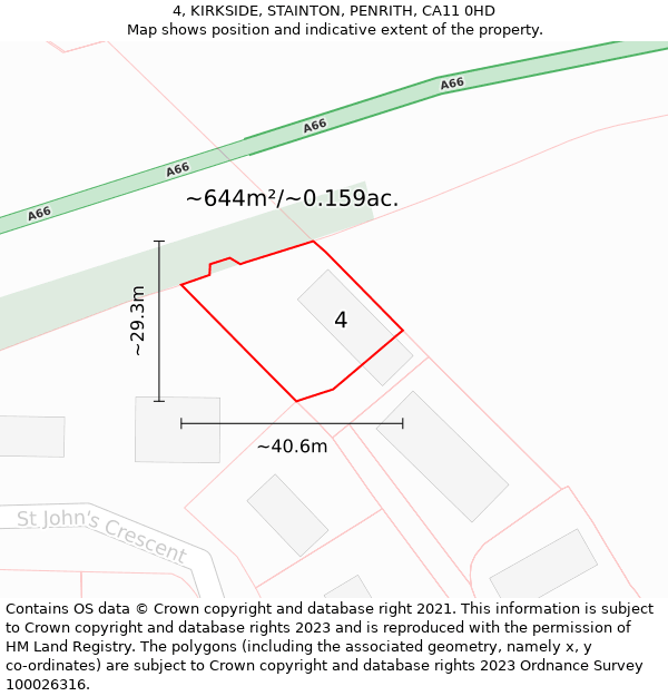 4, KIRKSIDE, STAINTON, PENRITH, CA11 0HD: Plot and title map