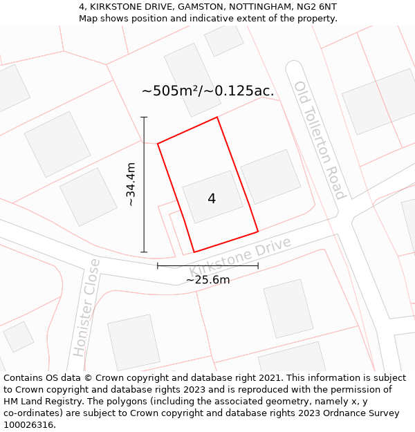 4, KIRKSTONE DRIVE, GAMSTON, NOTTINGHAM, NG2 6NT: Plot and title map