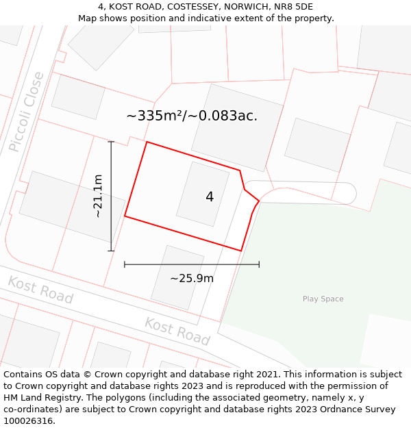 4, KOST ROAD, COSTESSEY, NORWICH, NR8 5DE: Plot and title map