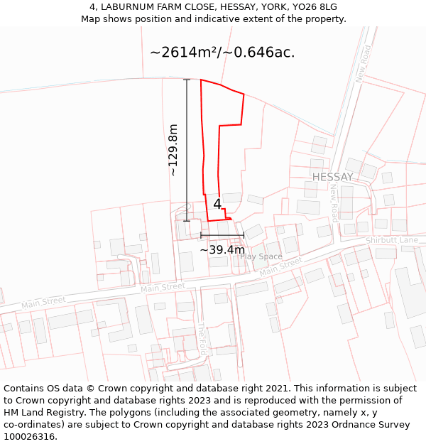 4, LABURNUM FARM CLOSE, HESSAY, YORK, YO26 8LG: Plot and title map