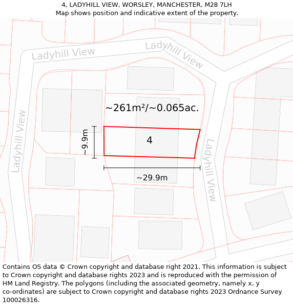 4, LADYHILL VIEW, WORSLEY, MANCHESTER, M28 7LH: Plot and title map