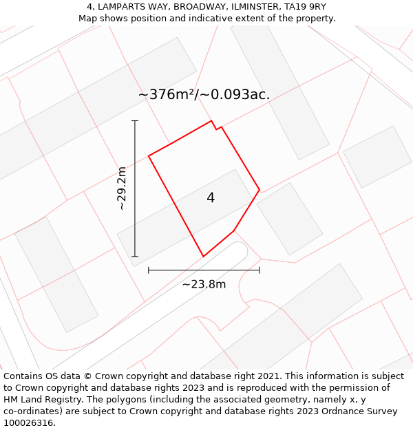 4, LAMPARTS WAY, BROADWAY, ILMINSTER, TA19 9RY: Plot and title map