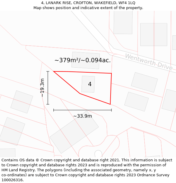 4, LANARK RISE, CROFTON, WAKEFIELD, WF4 1LQ: Plot and title map