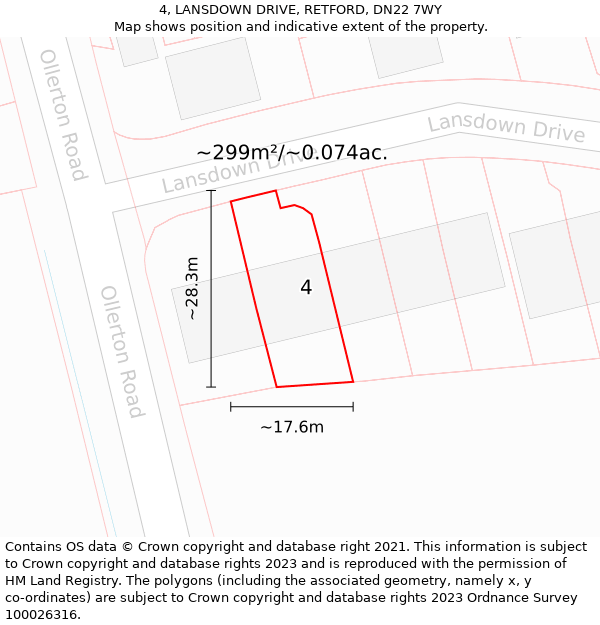 4, LANSDOWN DRIVE, RETFORD, DN22 7WY: Plot and title map