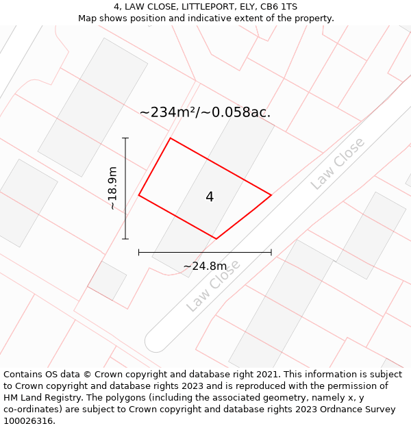 4, LAW CLOSE, LITTLEPORT, ELY, CB6 1TS: Plot and title map