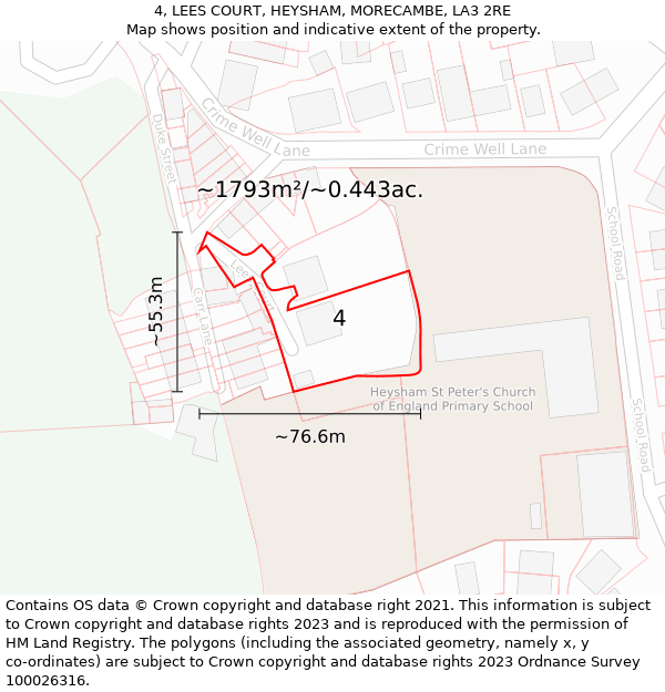 4, LEES COURT, HEYSHAM, MORECAMBE, LA3 2RE: Plot and title map