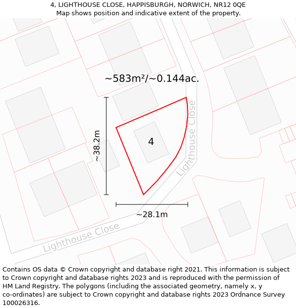 4, LIGHTHOUSE CLOSE, HAPPISBURGH, NORWICH, NR12 0QE: Plot and title map