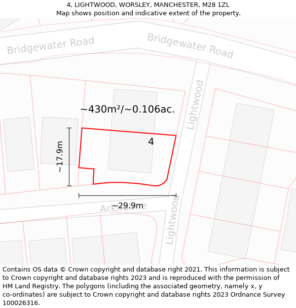 4, LIGHTWOOD, WORSLEY, MANCHESTER, M28 1ZL: Plot and title map