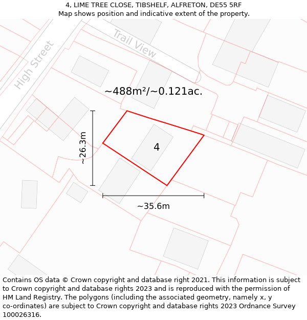 4, LIME TREE CLOSE, TIBSHELF, ALFRETON, DE55 5RF: Plot and title map