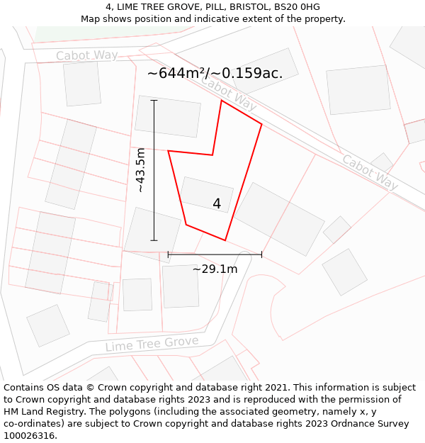 4, LIME TREE GROVE, PILL, BRISTOL, BS20 0HG: Plot and title map