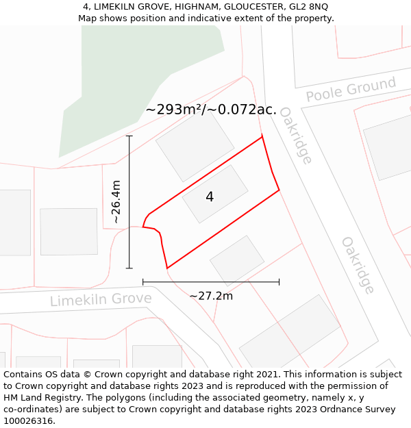 4, LIMEKILN GROVE, HIGHNAM, GLOUCESTER, GL2 8NQ: Plot and title map