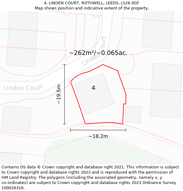 4, LINDEN COURT, ROTHWELL, LEEDS, LS26 0GF: Plot and title map