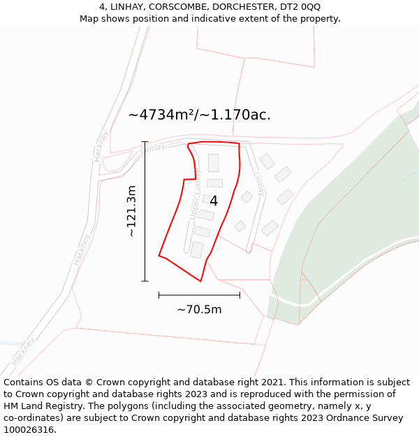 4, LINHAY, CORSCOMBE, DORCHESTER, DT2 0QQ: Plot and title map