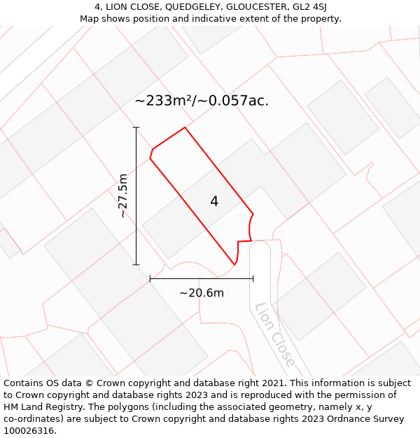 4, LION CLOSE, QUEDGELEY, GLOUCESTER, GL2 4SJ: Plot and title map