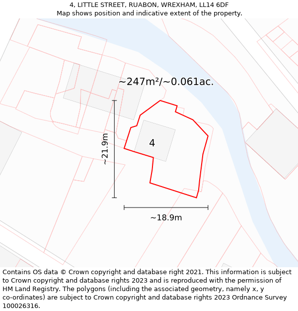 4, LITTLE STREET, RUABON, WREXHAM, LL14 6DF: Plot and title map