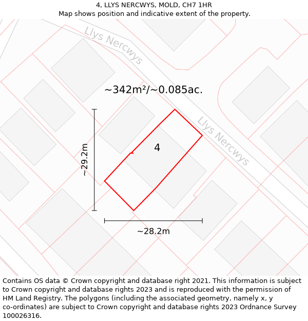 4, LLYS NERCWYS, MOLD, CH7 1HR: Plot and title map