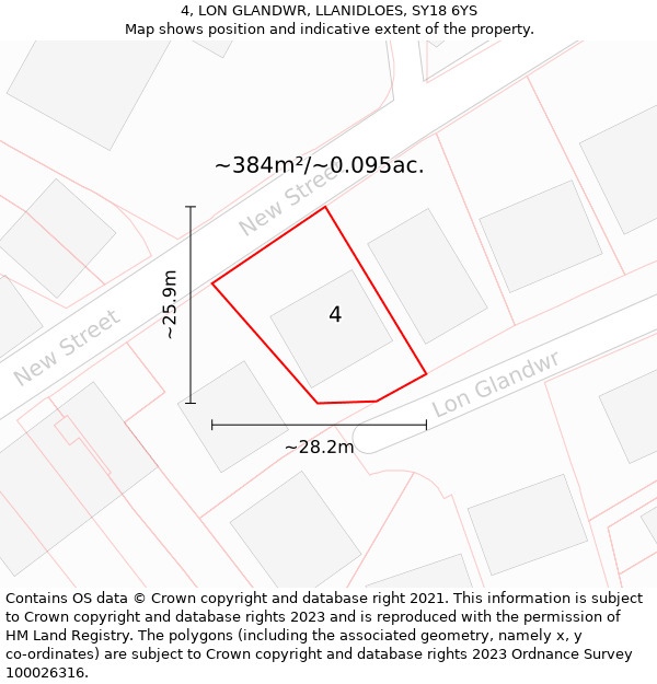 4, LON GLANDWR, LLANIDLOES, SY18 6YS: Plot and title map