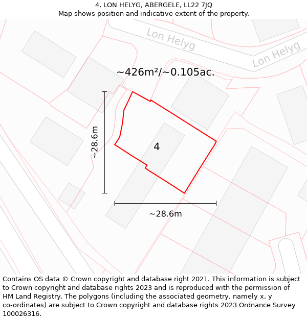 4, LON HELYG, ABERGELE, LL22 7JQ: Plot and title map