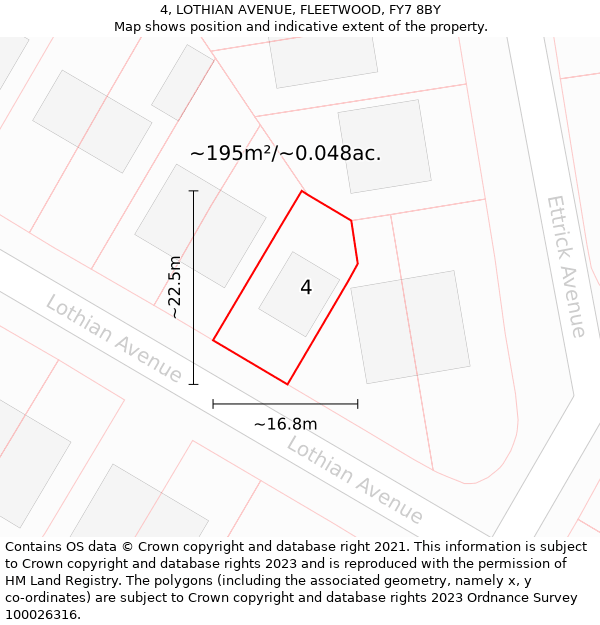 4, LOTHIAN AVENUE, FLEETWOOD, FY7 8BY: Plot and title map