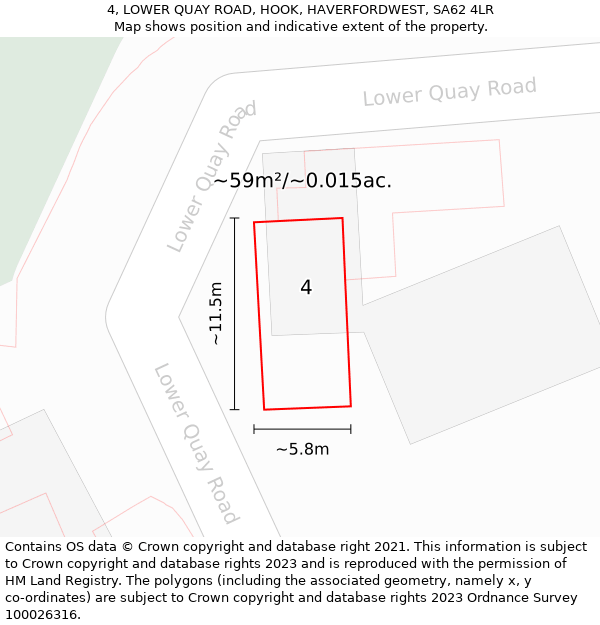 4, LOWER QUAY ROAD, HOOK, HAVERFORDWEST, SA62 4LR: Plot and title map