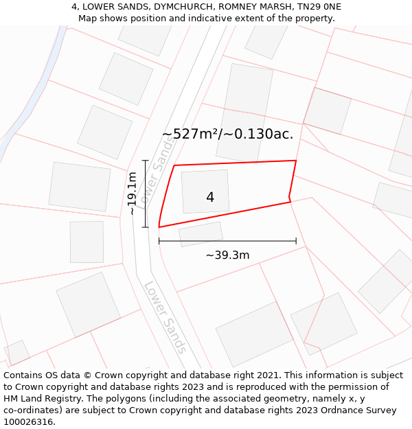 4, LOWER SANDS, DYMCHURCH, ROMNEY MARSH, TN29 0NE: Plot and title map