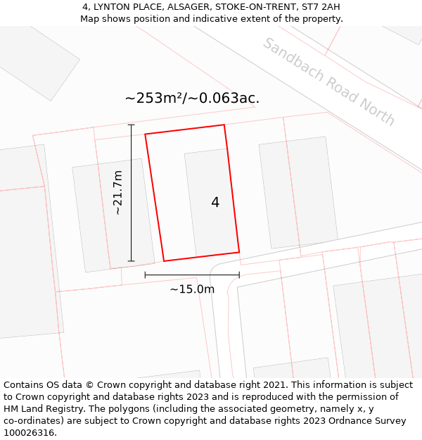 4, LYNTON PLACE, ALSAGER, STOKE-ON-TRENT, ST7 2AH: Plot and title map