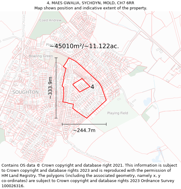 4, MAES GWALIA, SYCHDYN, MOLD, CH7 6RR: Plot and title map