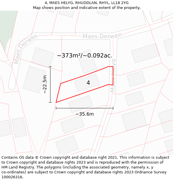 4, MAES HELYG, RHUDDLAN, RHYL, LL18 2YG: Plot and title map