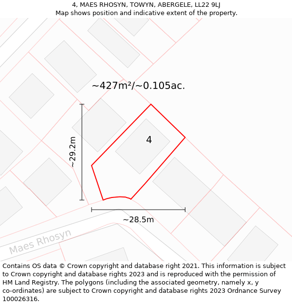 4, MAES RHOSYN, TOWYN, ABERGELE, LL22 9LJ: Plot and title map